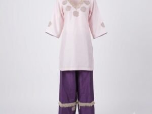 Pink Short Kurti & Purple Farshi Salwar Set