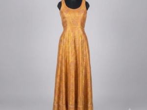 Golden Yellow Banarasi Silk Paisley Gown